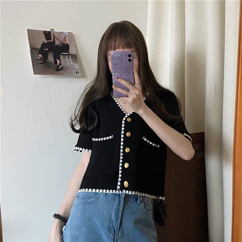 Áo khoác len dệt kim ZHELIHANGFEI ngắn tay thời trang mùa hè cho nữ