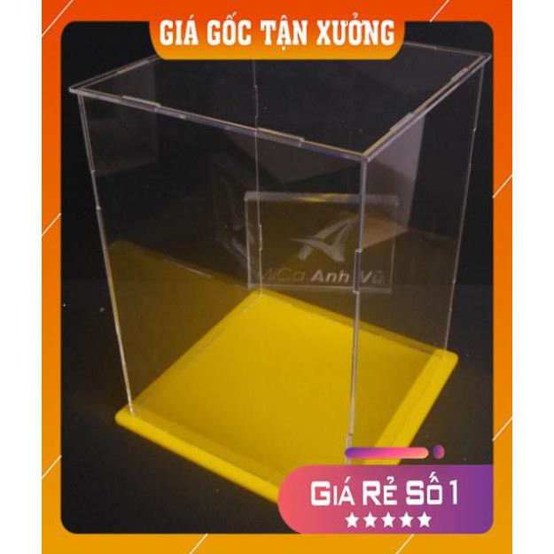 [Giá Tận Xưởng] Hộp trưng bày 14x14x20cm mica trong lắp ghép đế nhiều màu