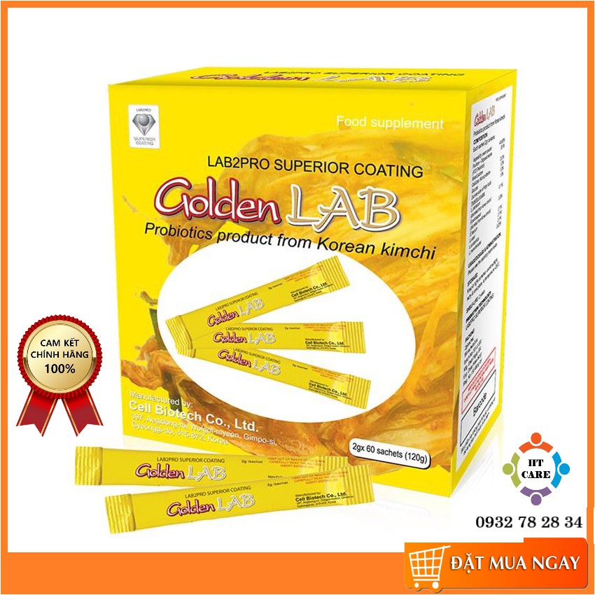  ✅ GOLDEN LAB - MEN VI SINH HÀN QUỐC - Hộp 60 gói