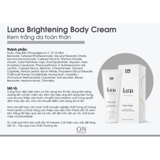[ Công ty ] Kem dưỡng trắng Body Luna Onmacabim- Body Bright 100ml