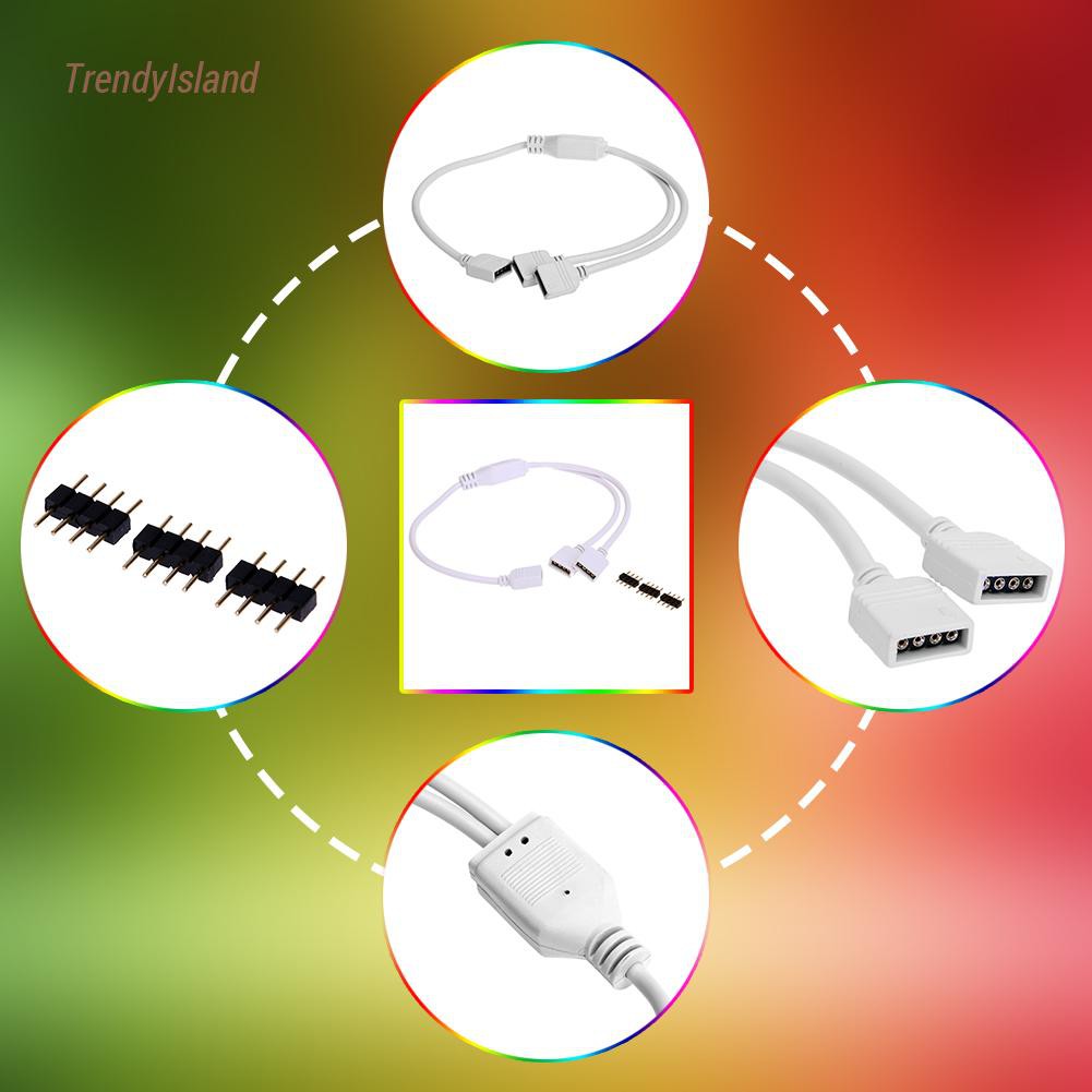 Tre 4pin Splitter 1 To 2 Connector For Led Rgb Strip Light + 3 Phích Cắm 4pin