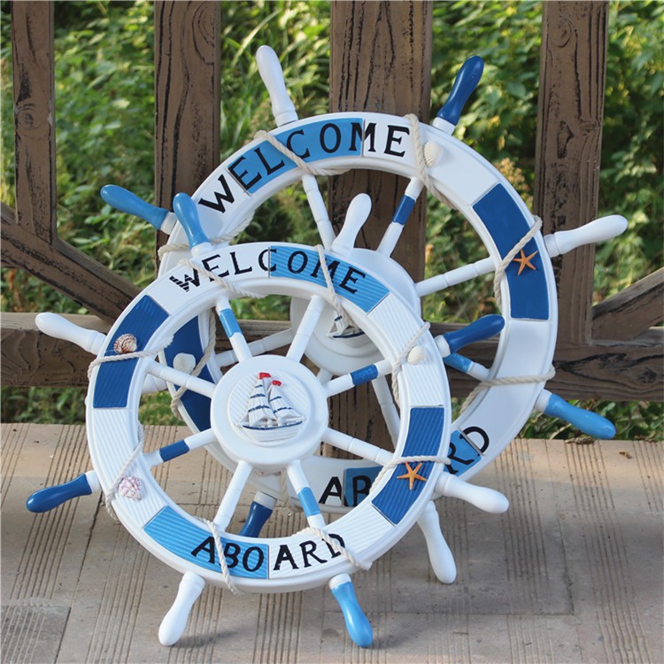 Bánh lái tàu trang trí size 72cm - Decor đồ trang trí theo phong cách biển Địa Trung Hải