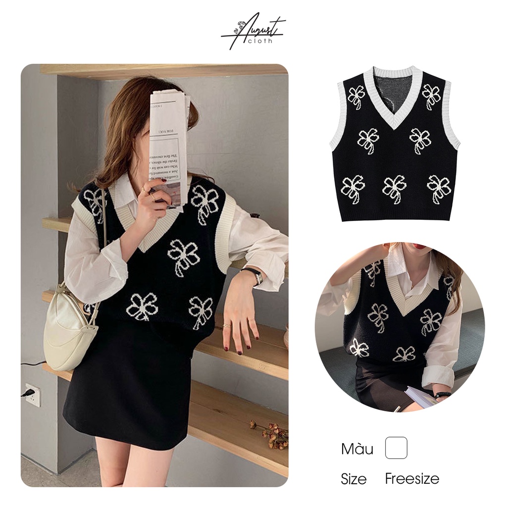 Áo gile khoác ngoài bông hoa phong cách Hàn Quốc