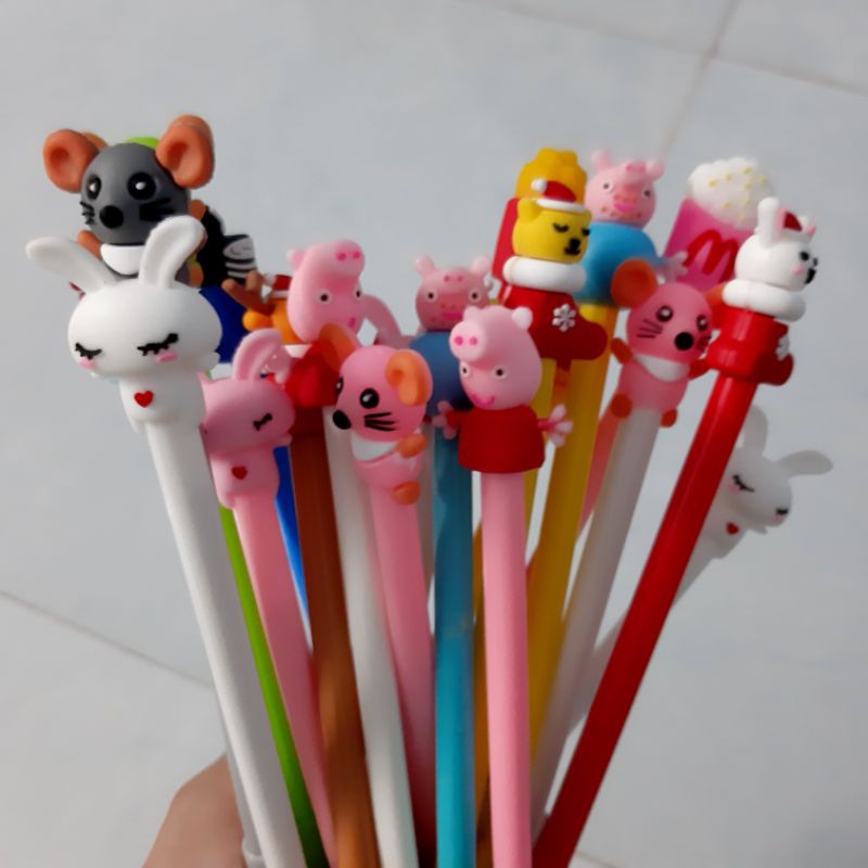 Combo 60 bút bi hoạt hình siêu cute (20 mực tím, 20 mực xanh, 20 mực đen)