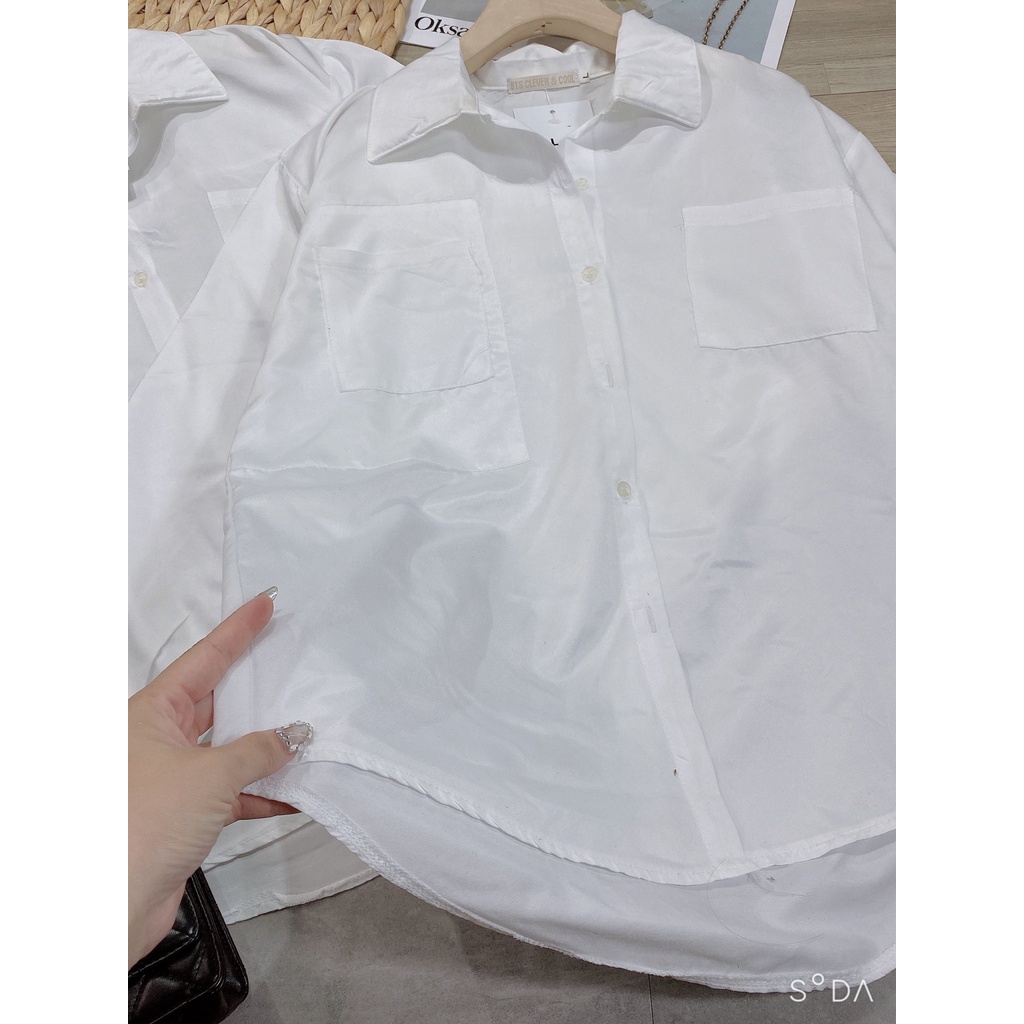 Áo sơ mi trắng túi ngực đuôi tôm💖HÀNG CHUẨN💖 phong cách thanh lịch, dễ mix đồ AVN | BigBuy360 - bigbuy360.vn