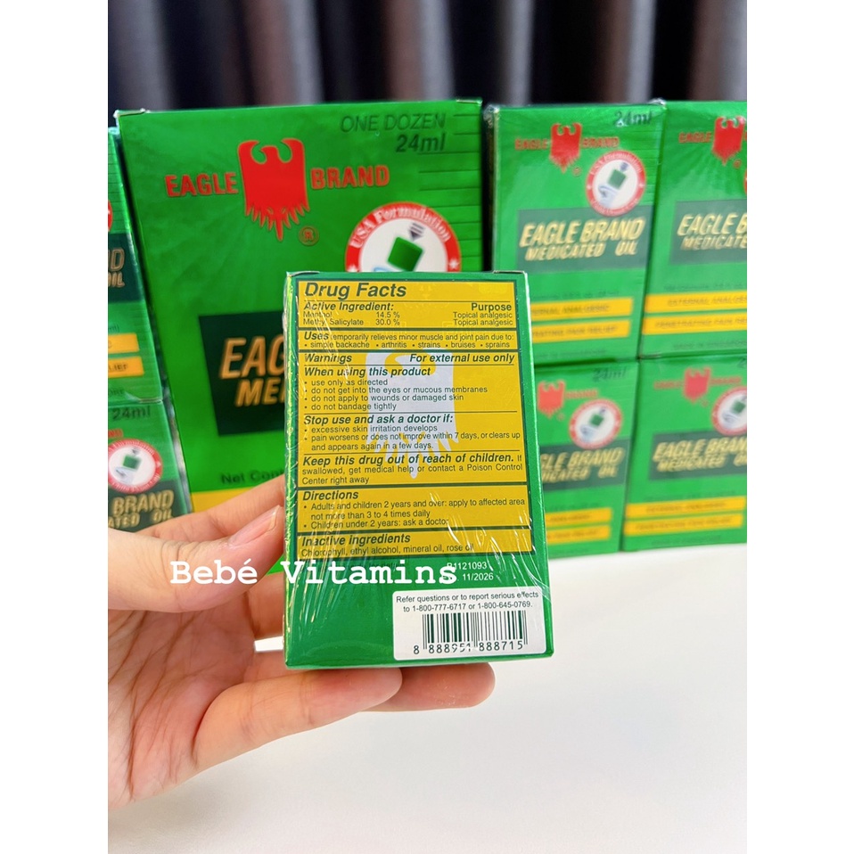 Dầu gió xanh con Ó hai nắp 24ml Mỹ  - Bebé Vitamins