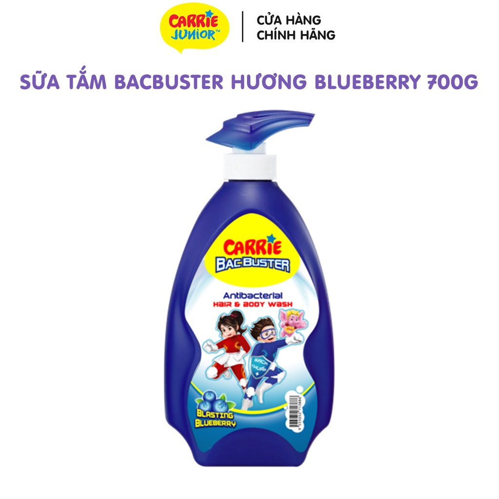 [GIFT - Hàng tặng không bán ] Sữa Tắm Gội Sạch Khuẩn Carrie Junior BacBuster Hương Blueberry 700G