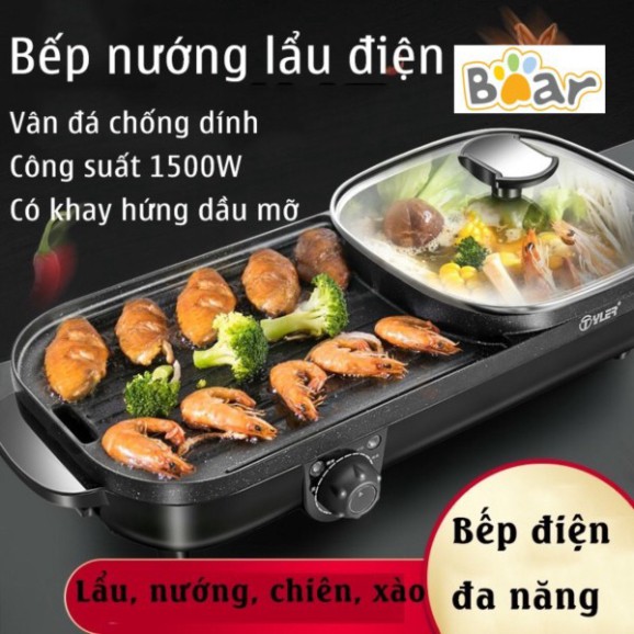 Bếp Lẩu Nướng Đa năng CÁT Á 2 in 1 - Nồi Lẩu Nướng Đa Năng Siêu Chống Dính Tiện Lợi [BH 12 Tháng]