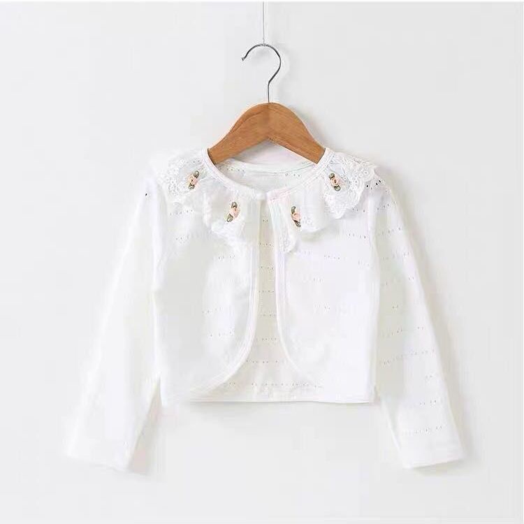 Áo Khoác Cardigan Công Chúa Vải Cotton Phối Ren Dành Cho Bé Gái