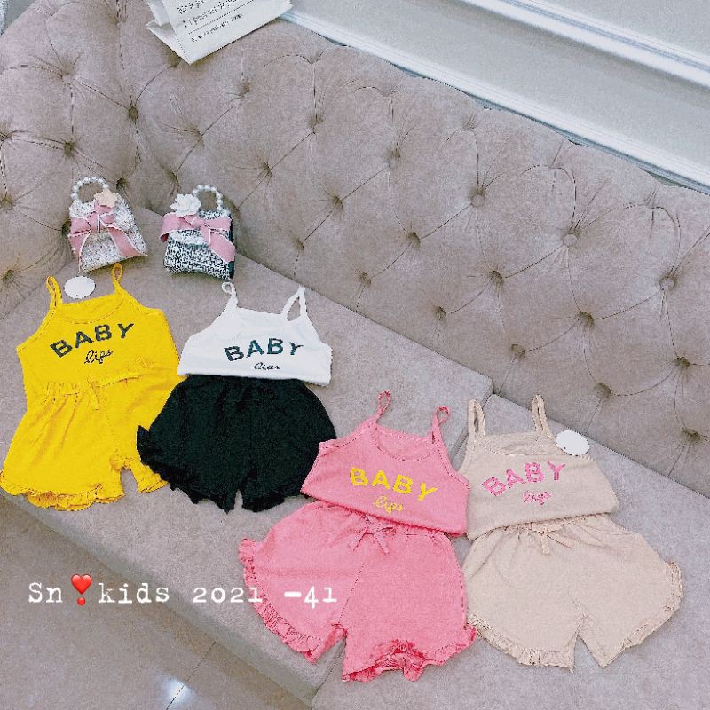 BỘ COTTON 2 DÂY BABY CO GIÃN 4 CHIỀU CHO BÉ GÁI SZ 6-20 KG