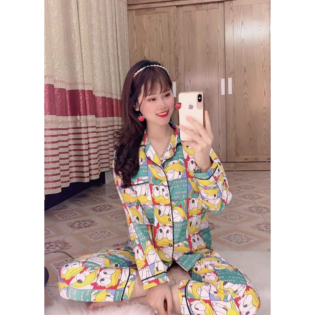 Bộ đồ ngủ nữ pijama dài mặc nhà chất kate thái thoải mái dễ thương giá rẻ Hanz.vn H1 | BigBuy360 - bigbuy360.vn