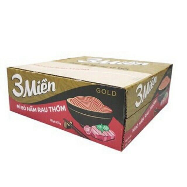 mỳ tôm 3 miền bò hầm rau thơm (thùng 30 gói * 75g)