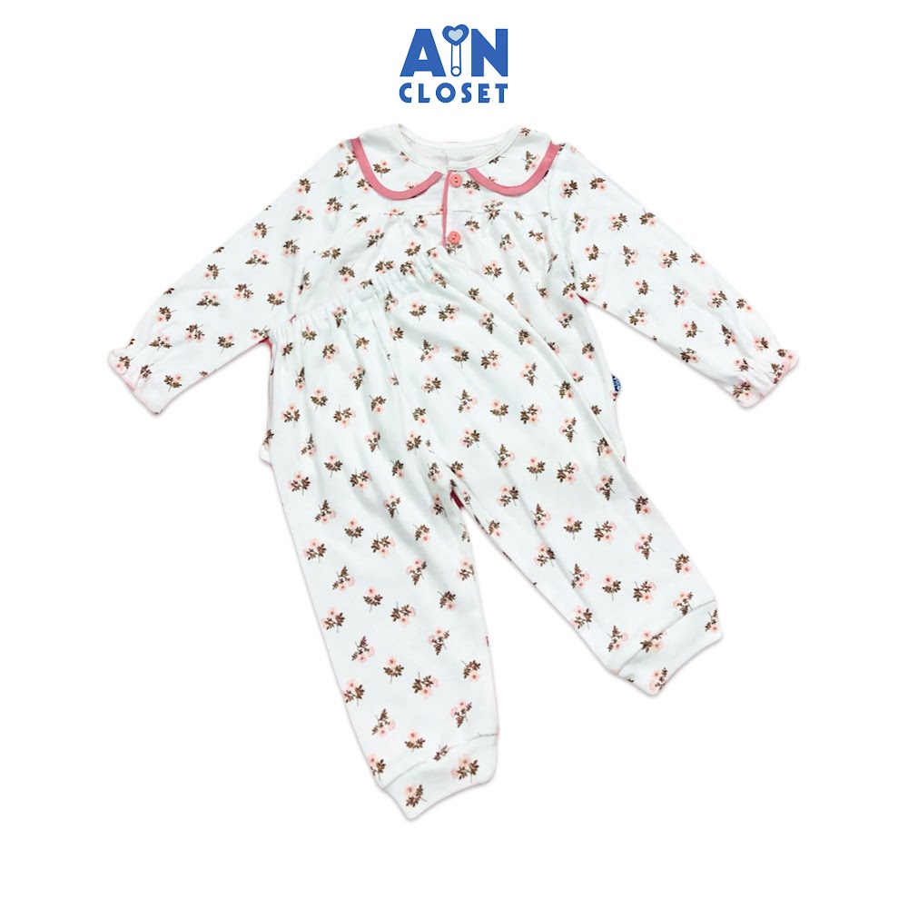 Bộ quần áo dài bé gái họa tiết Hoa Susan cam thun giả trần - AICDBGON3UQX - AIN Closet
