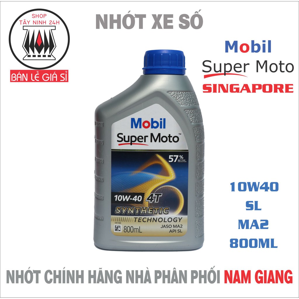 Nhớt Mobil Super Moto 10W40 SL MA2 800ML bán tổng hợp nhập singapore
