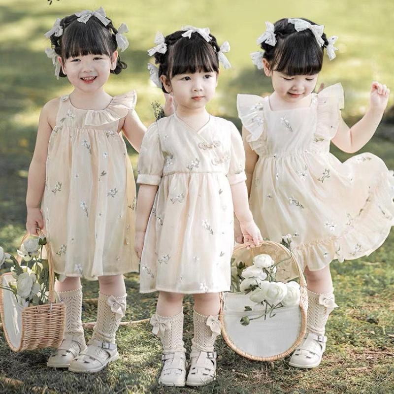 Đầm Phong Cách Trung Hoa Thêu Họa Tiết Mới Xinh Xắn Thời Trang Mùa Hè Cho Bé Gái