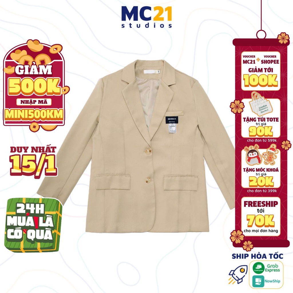 Áo blazer khoác ngoài MINION CLOTHING vest giữ form tốt dáng rộng vải dệt fresco dày dặn ít nhăn có lót gió A3102
