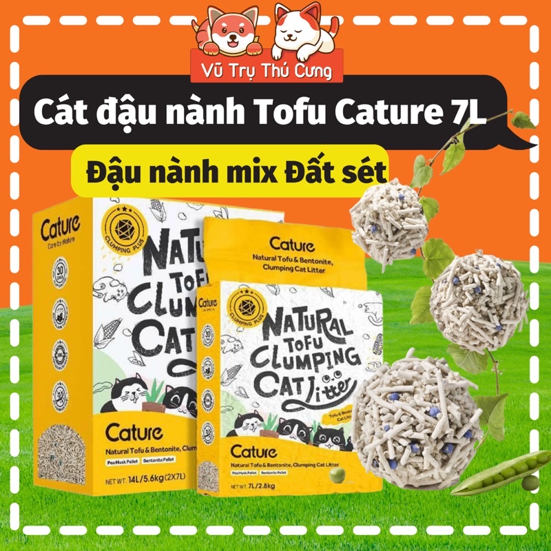 Cát vệ sinh cho Mèo, Cát đậu nành Tofu Cature 14L, khử mùi và vón cục hiệu quả