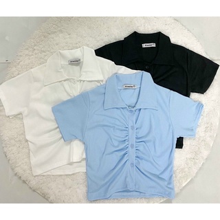 Áo croptop polo nút gài