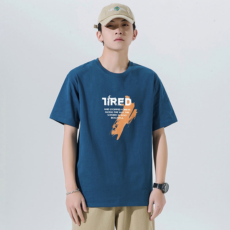 Áo Thun Cotton Tay Ngắn Cổ Tròn Dáng Rộng In Họa Tiết Trẻ Trung Hợp Thời Trang Cho Nam