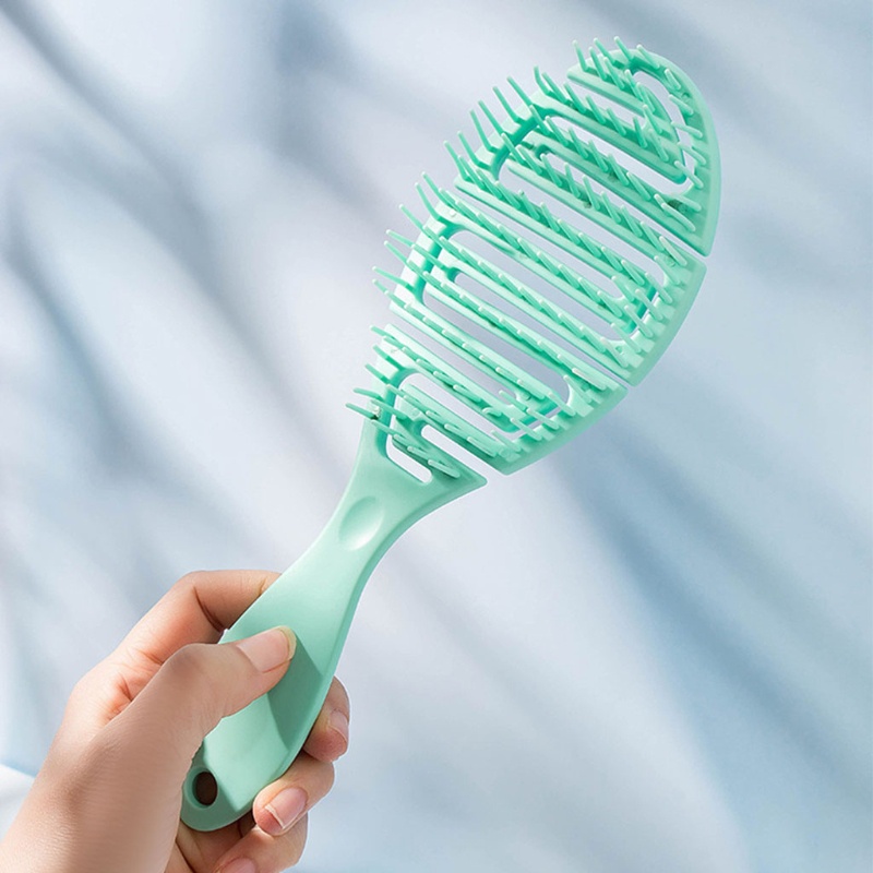 [probubbleVN]Wet Brush DryCurved Comb Massage Comb Fluffy Shape Ribs Curling Comb On Wet Hair