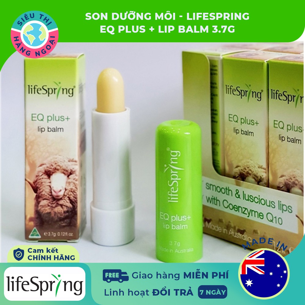 Son dưỡng môi Lifespring EQ Plus+ Lip Balm[Giúp môi mềm mại hơn, làm dịu môi khô và môi nứt nẻ] Hàng ÚC