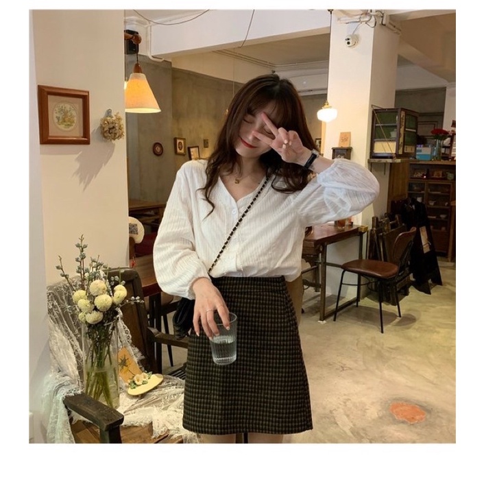 Áo xô tay dài cổ chữ V CA112