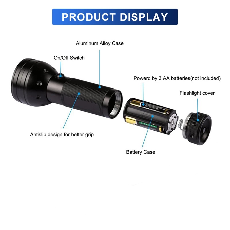 1 Đèn Pin 51 Bóng LED Bằng Hợp Kim Nhôm UV Đa Chức Năng