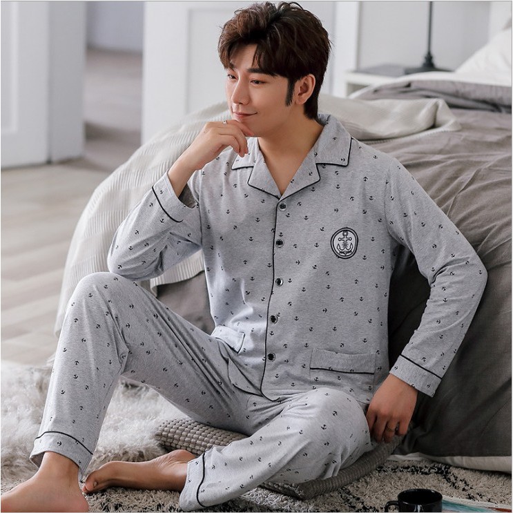 {ảnh thật} Đồ bộ Pijama-Đồ ngủ nam cao cấp phong cách Hàn Quốc, chất COTTON 100 dày dặn & thoáng khí (709)