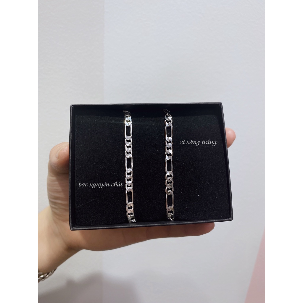 Lắc tay bạc nữ thiết kế mắt xích trơn vòng đơn giản, cá tính, unisex | HARMONY ACCESSORIES VTN1