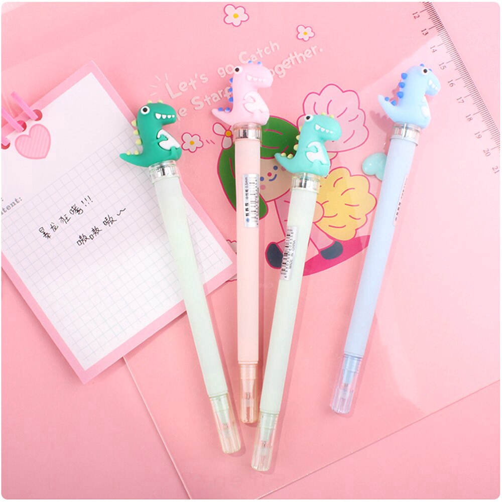 Bút Mực Gel Ngòi 0.5mm Thiết Kế Khủng Long Hoạt Hình Dễ Thương