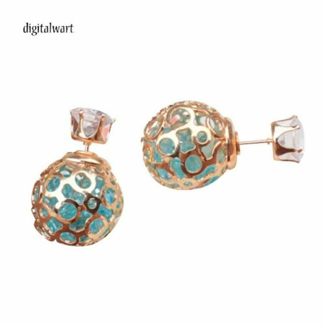 Khuyên tai hình cầu đính đá zircon