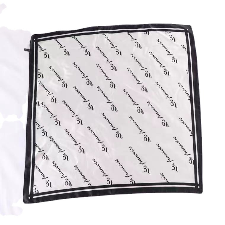 khăn lụa CHỮ TRẮNG ĐEN- 70x70CM-V2TD- Thythy Store khăn lụa Bandana- băng đô, cột túi, áo