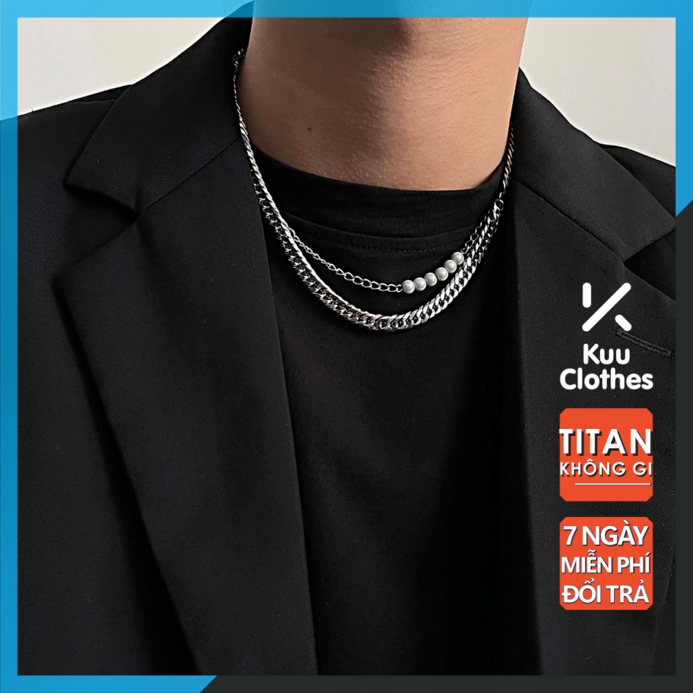 Dây Chuyền Nam Unisex ORI Đính Streetwear Thời Trang Kuu Clothes Ngầu Chất Đẹp - Vòng Cổ Titan - ORI Đính Ngọc