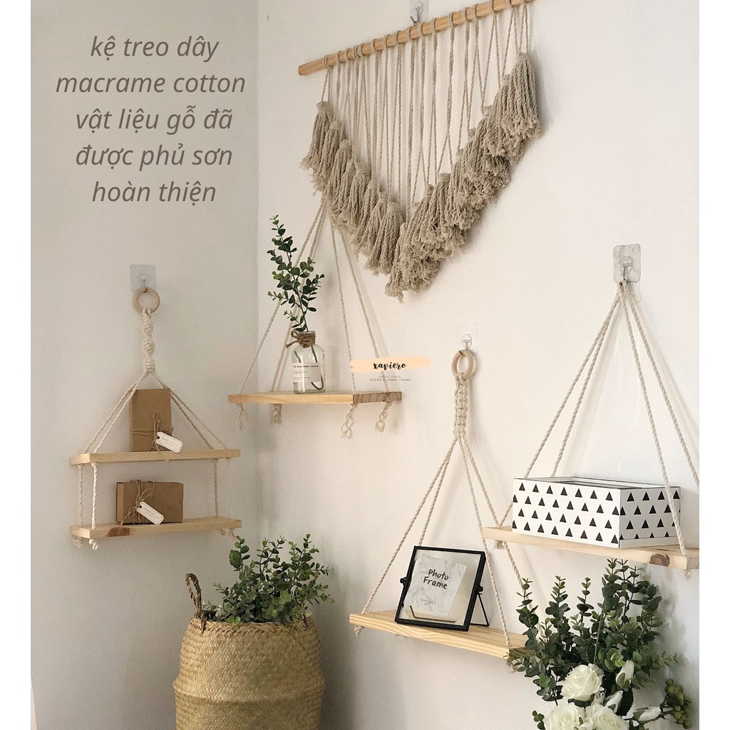 Kệ trang trí treo tường, kệ gỗ 2 tầng, kệ gỗ Decor trang trí nhà cửa vintage