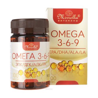 Omega 369 Mirrolla Nga, tốt cho sức khỏe, trắng da, giúp da mịn màng trắng sáng tự nhiên, 1 hộp 100 viên