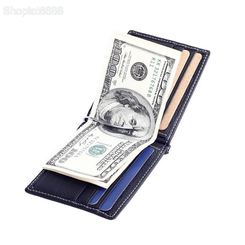 Ví kẹp tiền nam làm bằng da bò thật 100% có vị trí để thẻ card và tiền xu