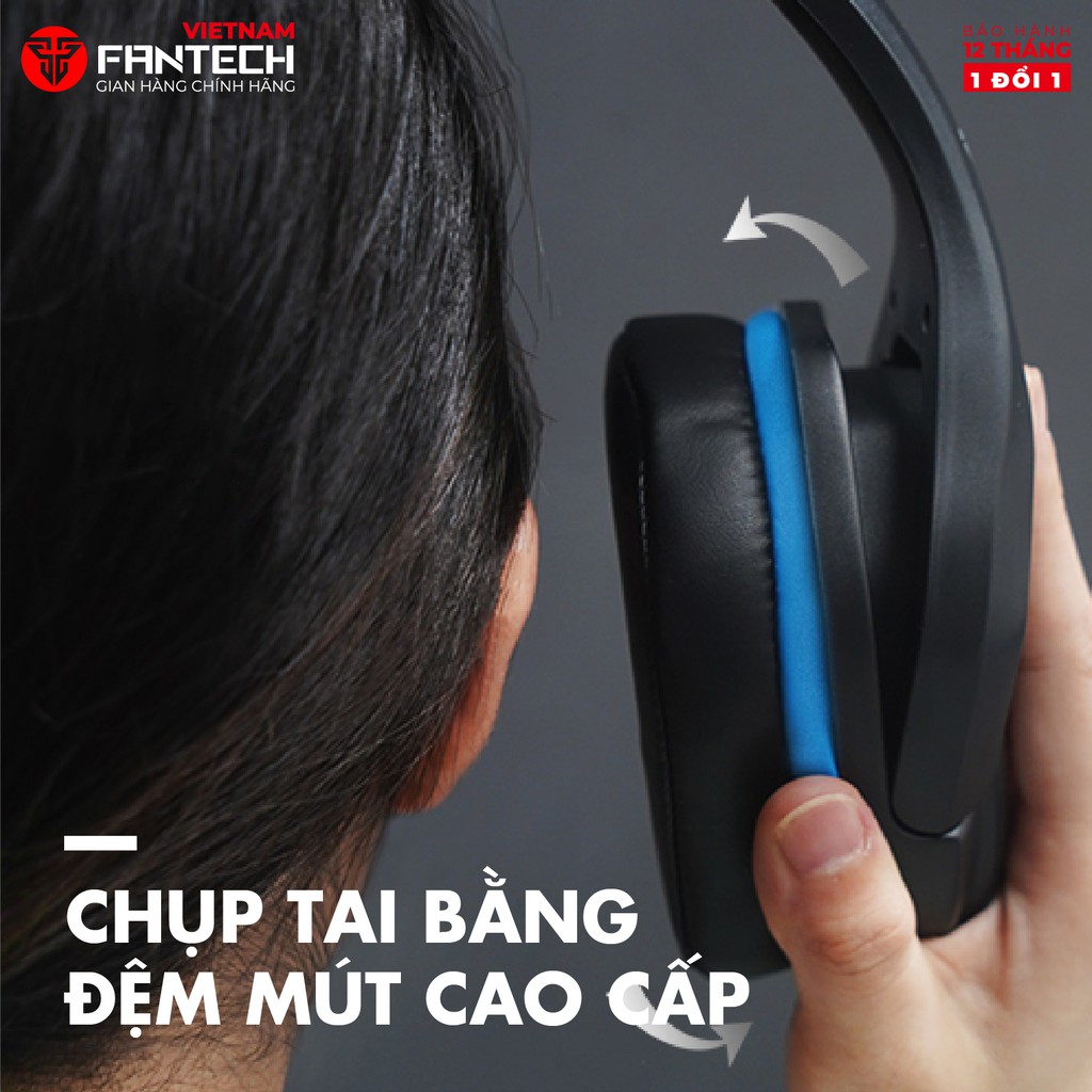 Tai Nghe Gaming Chụp Tai Có Dây Fantech MH86 Chuyên Game Console PS4, PS5... Jack 3.5mm Chuyển Dùng Cho PC Mic chống ồn