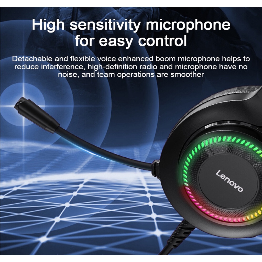 Tai nghe gaming LENOVO G20 (1 cổng USB, 2 jack 3.5mm) led RGB cực đẹp- Âm thanh siêu hay