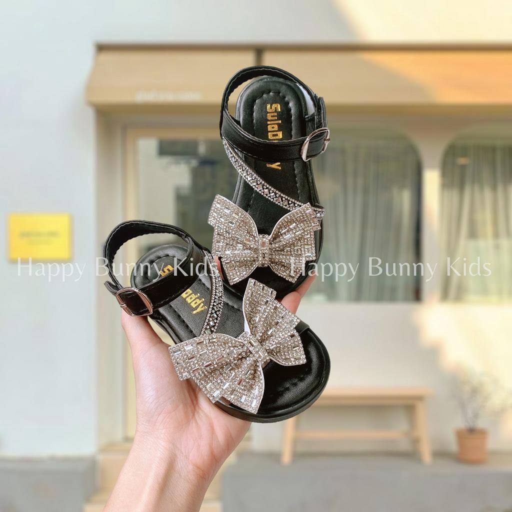 Form To Dép Sandal Đi Học Đính Nơ Đá Quai Dán Cho Bé Gái 2-15 Tuổi KB061