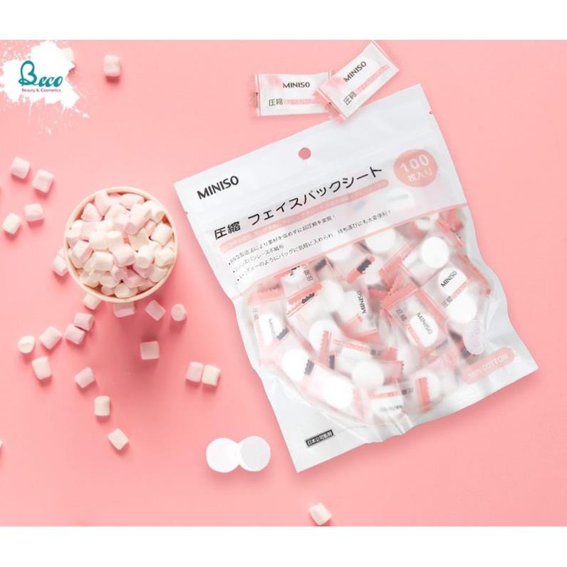 (Gói 100viên) Mặt Nạ Viên Nén Miniso Nhật Bản Cấp Ẩm Thải Độc