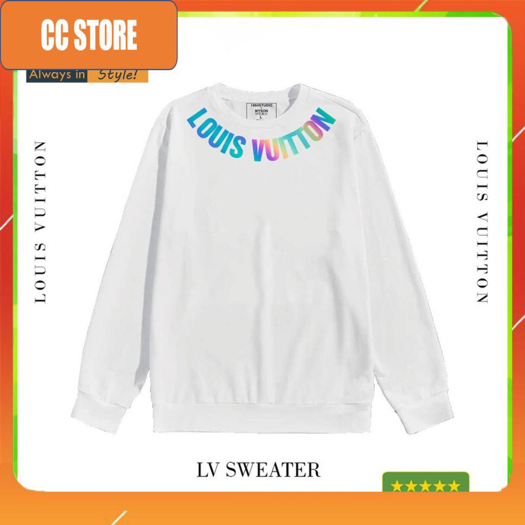 [FREESHIP💖ẢNH THẬT] Áo Sweater Phản Quang 7 màu In Chữ Louis Vuitton Áo Nỉ Nam Nữ Dài tay Unisex in hiệu ứng Hologram