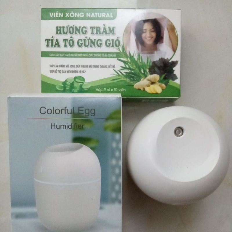 Combo máy xông tinh dầu kèm 1 hộp xông tinh dầu hương tràm