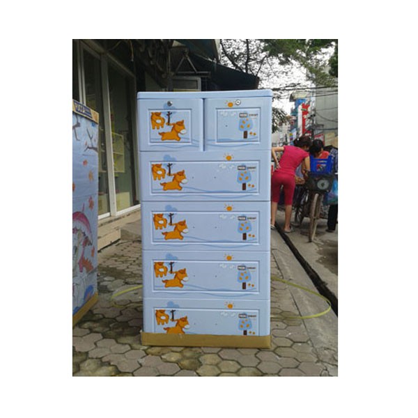 Tủ nhựa Song Long Panda, Pucca 5 tầng 6 ngăn, hàng chính hãng cao cấp