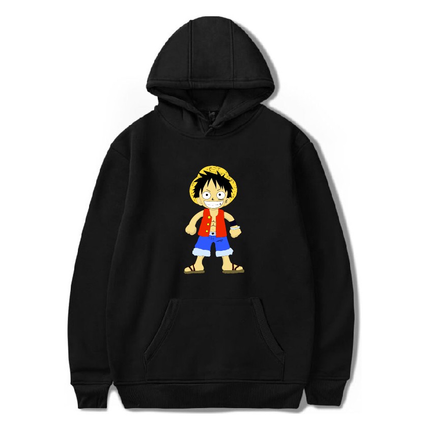 Áo nỉ hoodie thu đông hoạt hình one piece luffy form suông rộng unisex có mũ, chất nỉ bông