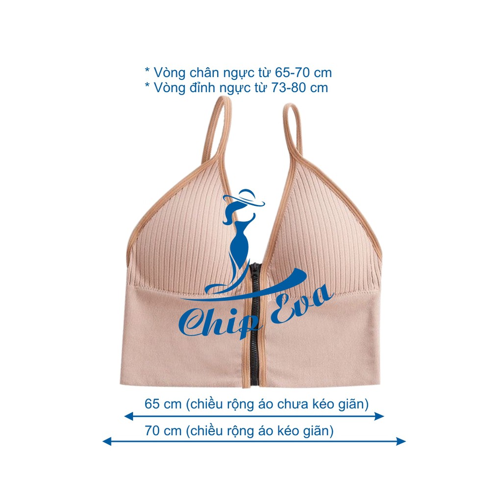 Áo Bra gân nữ cá tính 2 dây cổ V khóa kéo trước, áo Croptop đẹp cotton mềm mịn thanh lịch quyến rũ alohashop91