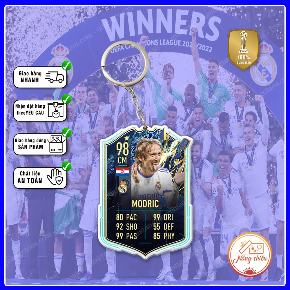 Móc khóa thẻ Câu lạc bộ bóng đá Real Madrid - Thiết kế với mọi cầu thủ ☘️Quà Tặng Nắng Chiều☘️