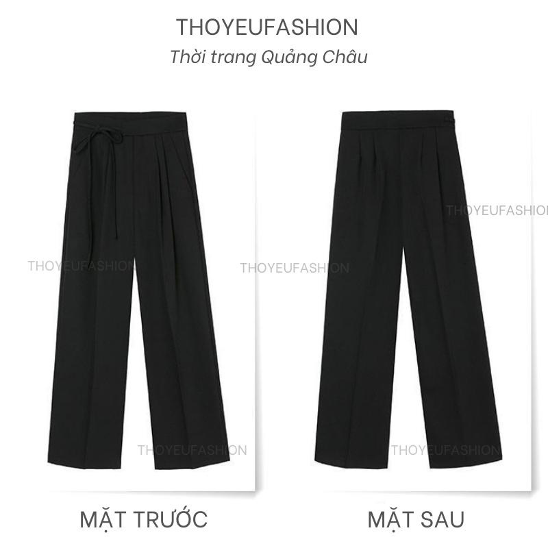 Quần Ống Rộng Buộc dây Eo, Quần Vải Lưng Cao Ống Suông dài