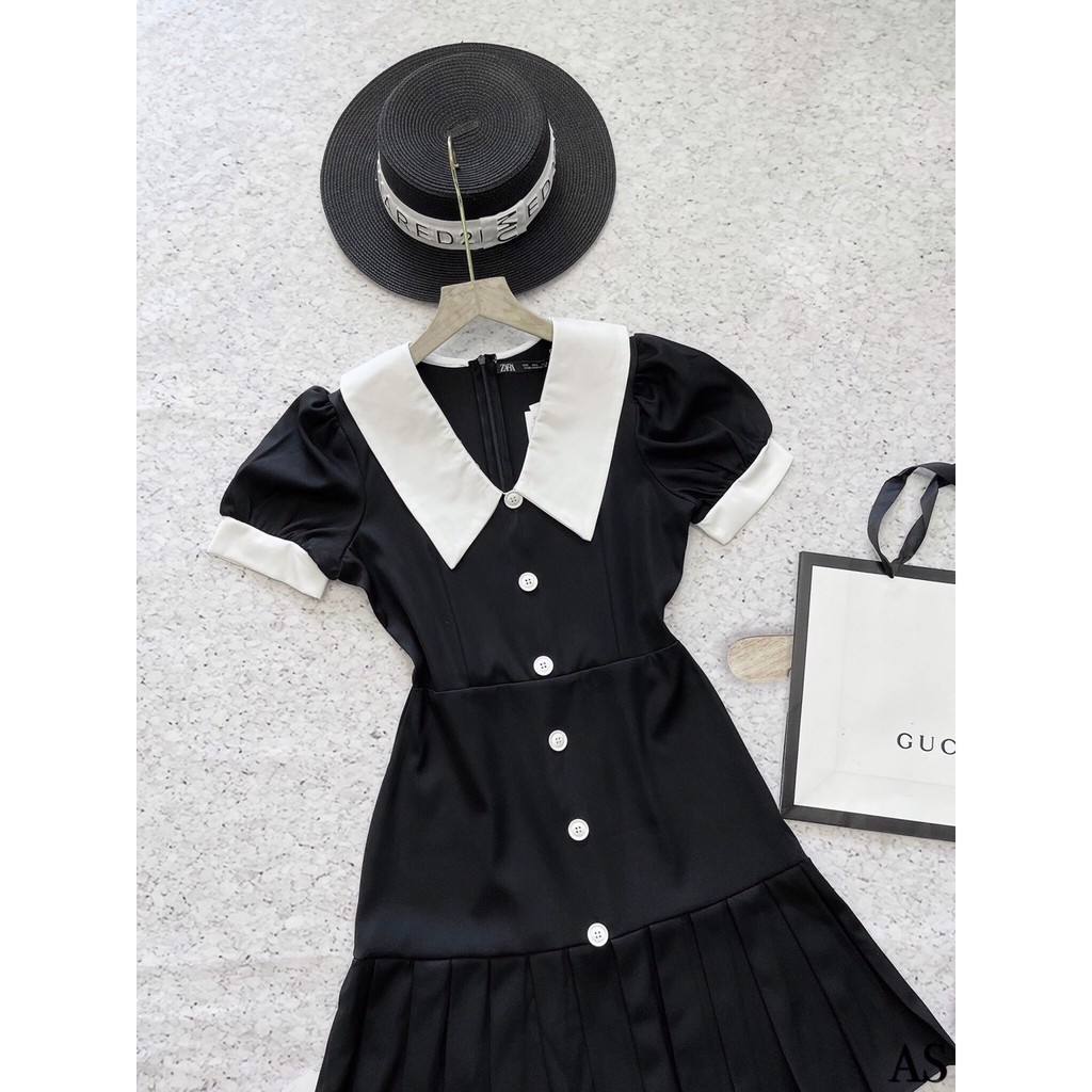 Váy xếp ly chân phối cổ cúc trước - V93 | BigBuy360 - bigbuy360.vn