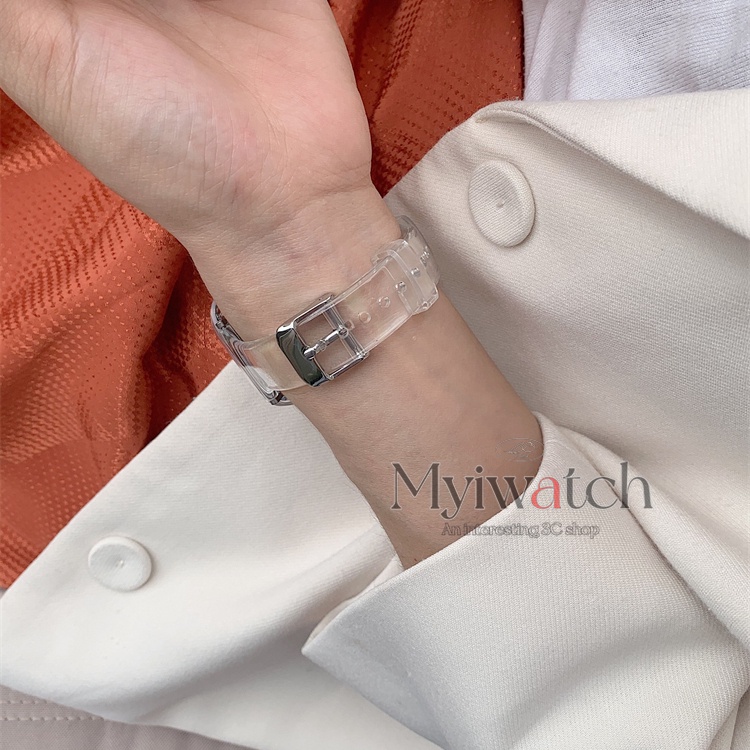 Dây Đeo Nhựa Trong Suốt Cho iwatch series 8 7 SE 6 5 4 3 41mm 45mm 40mm 44mm 42mm 38mm