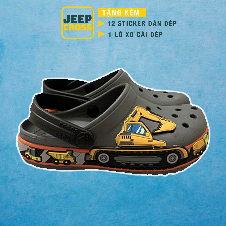 Dép cross cho bé trai MAy XUC và bé gái  quai ngang hàng  xuất đi full box  tặng 6 stiker dep crocs cho bé